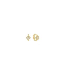 Pendientes Plata Dorada 12mm Liska MED227A-D Aro Flor Circonitas
