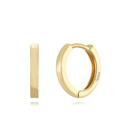 Gold Plated Silver Earrings 12mm PEL1144DOXX12 Flat Hoop