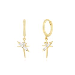 Pendientes Plata Dorada 12x10mm PEZ1528DO Aro Colgante Circonitas