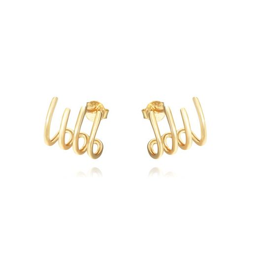 Gold Plated Silver Earrings 12x14mm PEL1134DO Ear Jacket