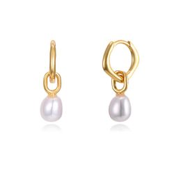 Pendientes Plata Dorada 13+9mm PEL1015DO Perla