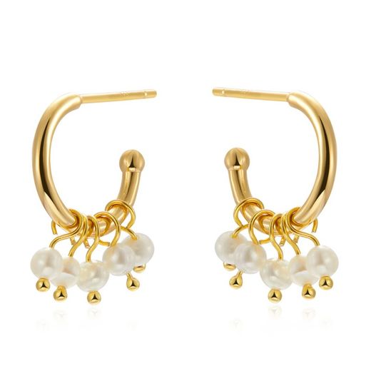Arracades Plata Daurada 13mm PE00764DO Cèrcol 5 Perles