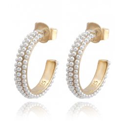 Pendientes Plata Dorada 13mm PEL0840DOPA Aro De Perlas