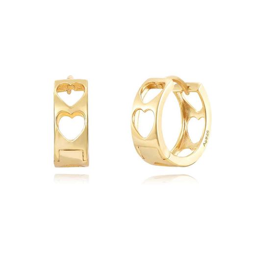 Pendientes Plata Dorada 13mm PEL1021DO Aro Corazón