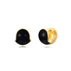 Pendientes Plata Dorada 13mm PEL1157DOEN Aro Enamel Negro