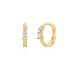 Pendientes Plata Dorada 13mm PEZ1539DO Aro Circonitas