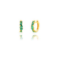 Pendientes Plata Dorada 14mm PEZ1656DOZV Aro Circonitas Verdes