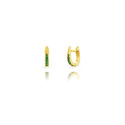 Pendientes Plata Dorada 14mm PEZ1696DOZV14 Aro Circonitas Verdes