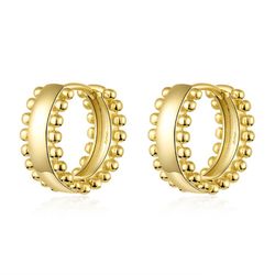 Pendientes Plata Dorada 14x5mm PE00706DO Aro 2 Tiras Bolitas