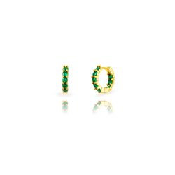 Pendientes Plata Dorada 15mm PEZ1698DOZV15 Aro Circonitas Verdes