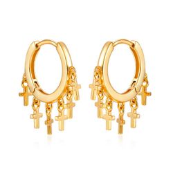 Pendientes Plata Dorada 16,7mm PE00753DO Aro 6 Cruz