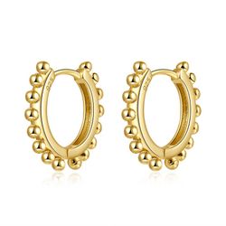 Pendientes Plata Dorada 16mm PE00705DO Aro Bolitas