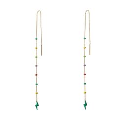 Pendientes Plata Dorada 16mm PEL0999DOVAXX Cadena Enamel Multicolor
