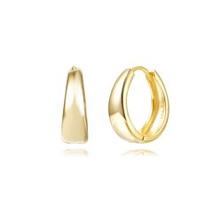 Pendientes Plata Dorada 16mm PEL1263DO16 Aro Oval En Brillo