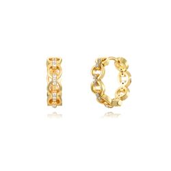 Pendientes Plata Dorada 16mm PEZ1162DO Eslabón Aros