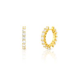 Pendientes Plata Dorada 16mm PEZ1610DO Aro Circonitas