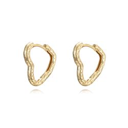 Pendientes Plata Dorada 16x18mm PEL1166DO Corazón Martillado