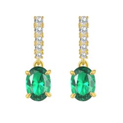 Pendientes Plata Dorada 17mm PEZ1511DOZV Circonitas Colgante Circonita Verde