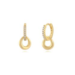 Pendientes Plata Dorada 17mm PEZ1548DO Colgante Aro