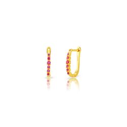 Pendientes Plata Dorada 17mm PEZ1606DOZR Aro Circonitas Rubí