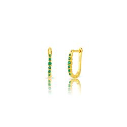 Pendientes Plata Dorada 17mm PEZ1606DOZV Aro Circonitas Verdes