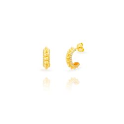 Pendientes Plata Dorada 17mm PEZ1651DO Medio Aro Puntas Circonitas