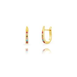 Pendientes Plata Dorada 17mm PEZ1696DOVA17 Aro Circonitas Multicolor
