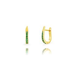 Pendientes Plata Dorada 17mm PEZ1696DOZV17 Aro Circonitas Verdes