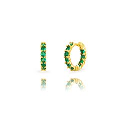 Pendientes Plata Dorada 17mm PEZ1698DOZV17 Aro Circonitas Verdes