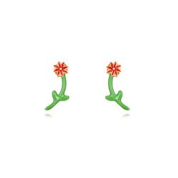 Pendientes Plata Dorada 18mm PEL1033DOER Earjacket Flor Enamel
