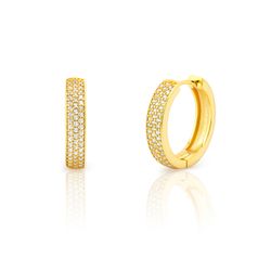 Pendientes Plata Dorada 18mm PEZ1555DO14 Aro Circonitas