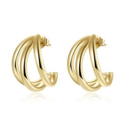 Pendientes Plata Dorada 18x14mm PE00721DO Tres Tubos