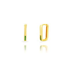 Pendientes Plata Dorada 19,5mm PEZ1687DOZV19 Rectángulo Circonitas Verdes