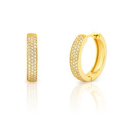 Pendientes Plata Dorada 20mm PEZ1555DO16 Aro Circonitas