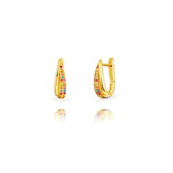 Pendientes Plata Dorada 20mm PEZ1690DOVA Aro Circonitas Multicolor