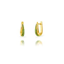 Pendientes Plata Dorada 20mm PEZ1690DOZV Aro Circonitas Verdes