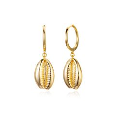 Pendientes Plata Dorada 22mm PE00749DO Concha