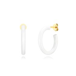 Pendientes Plata Dorada 22mm PEL1126DOEW Semi Aro Enamel