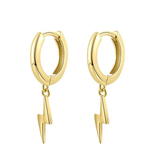 Brincos de Prata Dourada 23mm PE00725DO Argola Relâmpago
