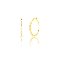 Pendientes Plata Dorada 24,5mm PEZ1608DO Aro Circonitas