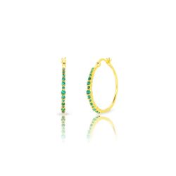 Pendientes Plata Dorada 24,5mm PEZ1608DOZV Aro Circonitas Verde