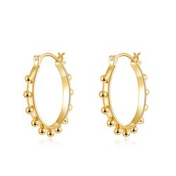 Pendientes Plata Dorada 24mm PE00663DO Aro Bolitas