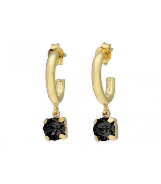 Pendientes Plata Dorada 2,5cmLiska LSW4298A-DG Semiaro Circonita Negra