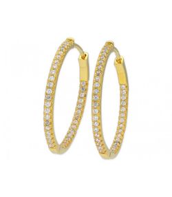 Pendientes Plata Dorada 28mm Liska MED140A-D 3 Aro Circonitas
