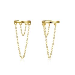Pendientes Plata Dorada 29mm PEL0741DO Aro Con Cadena
