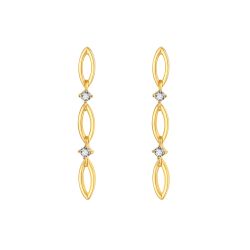 Pendientes Plata Dorada 30mm PEZ1489DO Triple Marquesa Circonitas