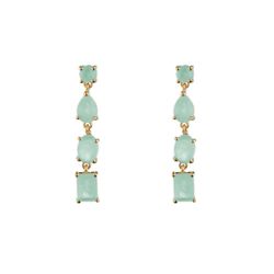 Pendientes Plata Dorada 35mm PEM0311DOCA Colgante Minerales Calcedonia