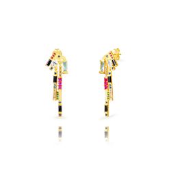 Pendientes Plata Dorada 37mm PEZ1630DOVA Circonita Galáctico