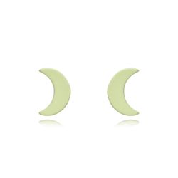Pendientes Plata Dorada 4x6mm PEL1123DOME Luna Enamel