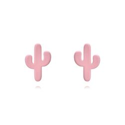Pendientes Plata Dorada 4x6mm PEL1124DOEP Cactus Enamel